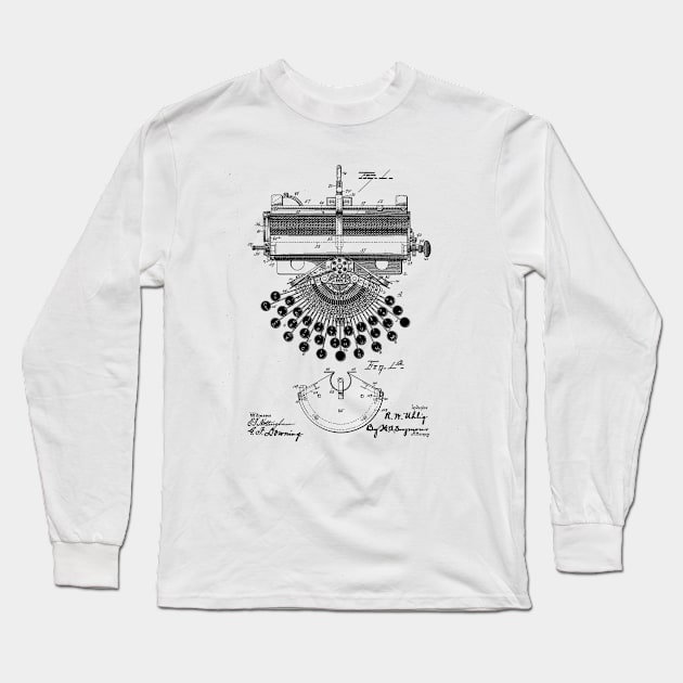 TYPEWRITER VINTAGE PATENT DRAWING Long Sleeve T-Shirt by skstring